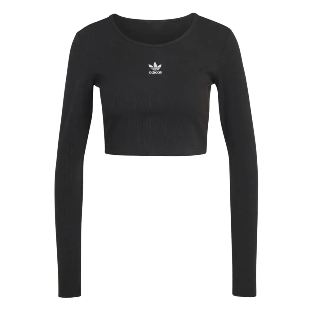 Essentials Ribbed Crop Long Sleeve Long-Sleeve T-Shirt Black