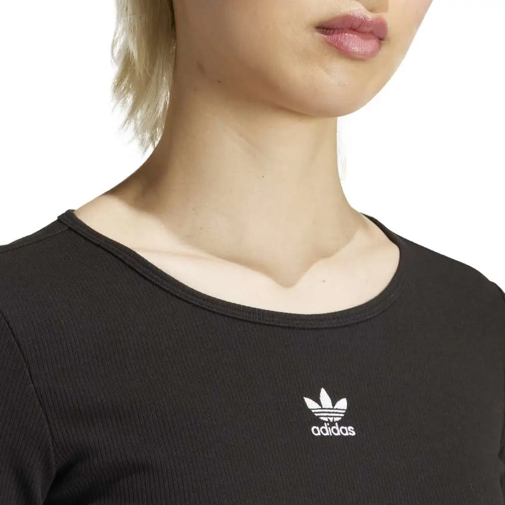 Essentials Ribbed Crop Long Sleeve Long-Sleeve T-Shirt Black - Image 4