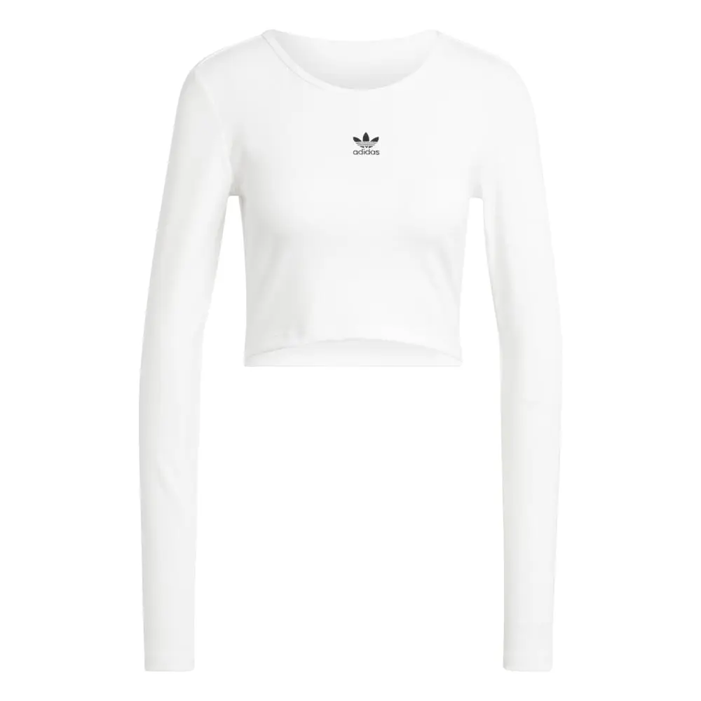 Essentials Ribbed Crop Long Sleeve Long-Sleeve T-Shirt White