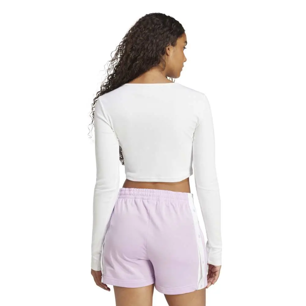 Essentials Ribbed Crop Long Sleeve Long-Sleeve T-Shirt White - Image 3
