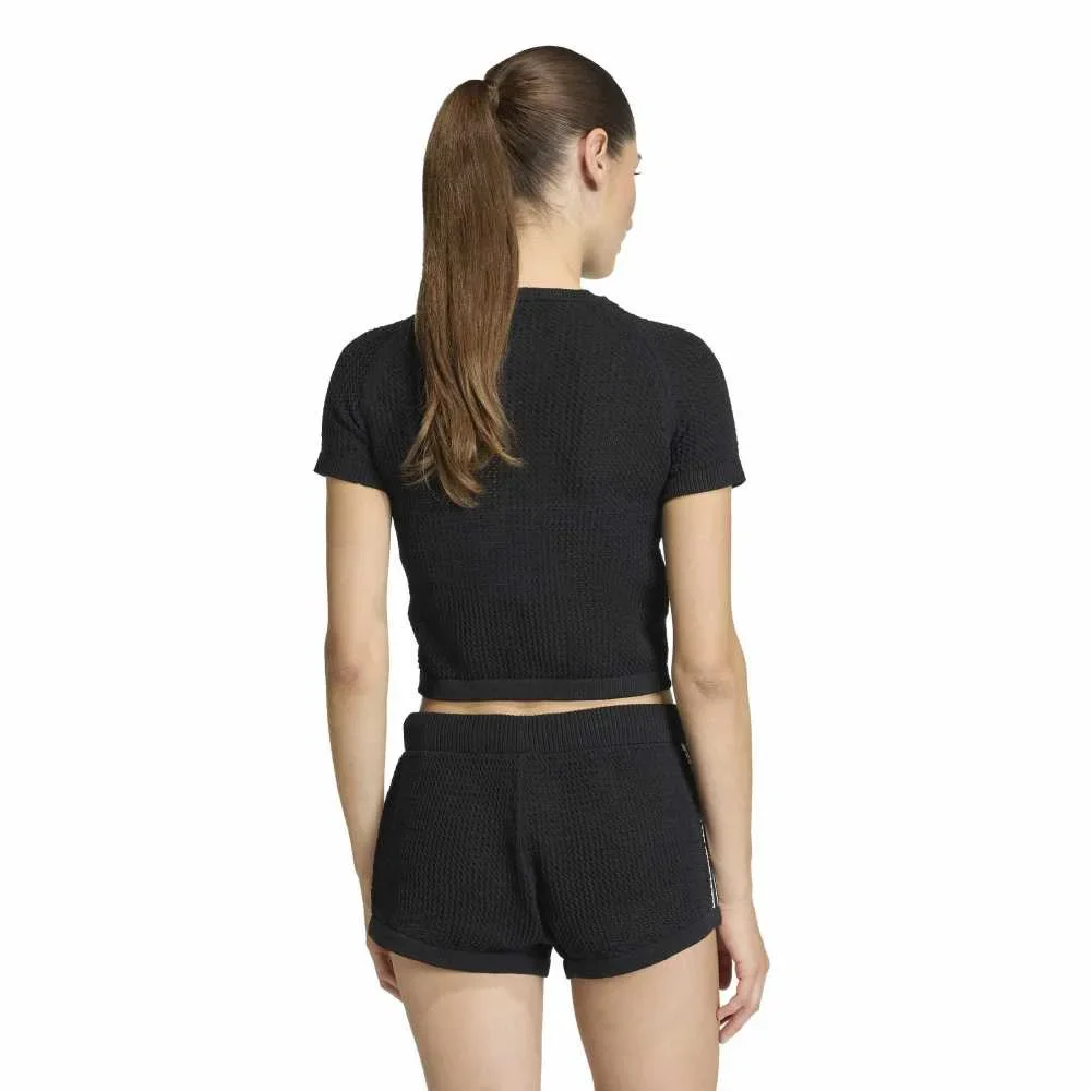Knitted Crochet Cali T-Shirt Black - Image 3