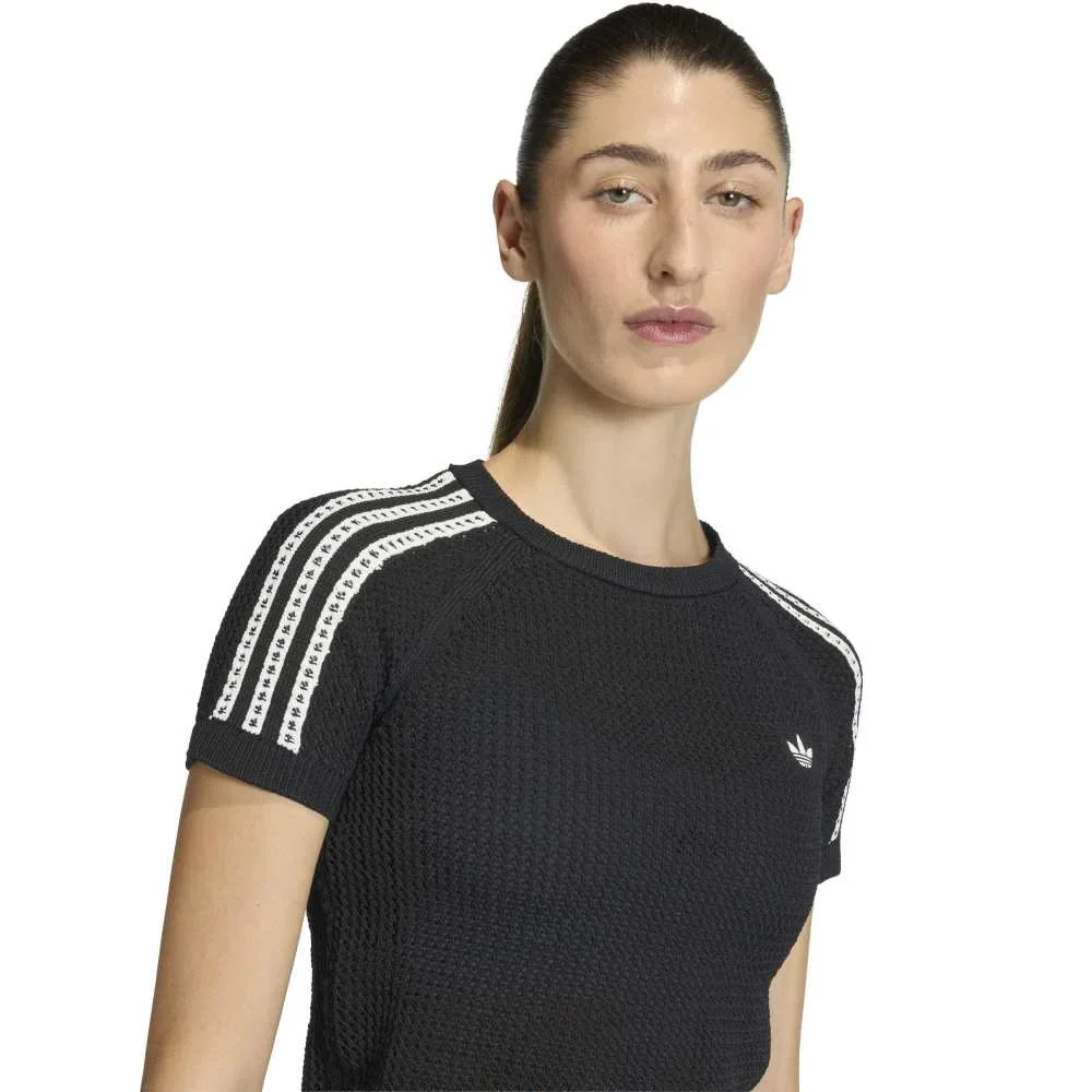Knitted Crochet Cali T-Shirt Black - Image 4