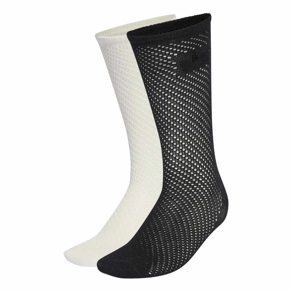 Crochet Crew Socks 2 Pairs White
