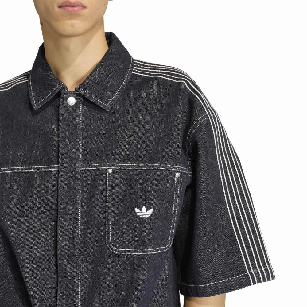 Originals Denim Short Sleeve Work Shirt Blue - Image 4