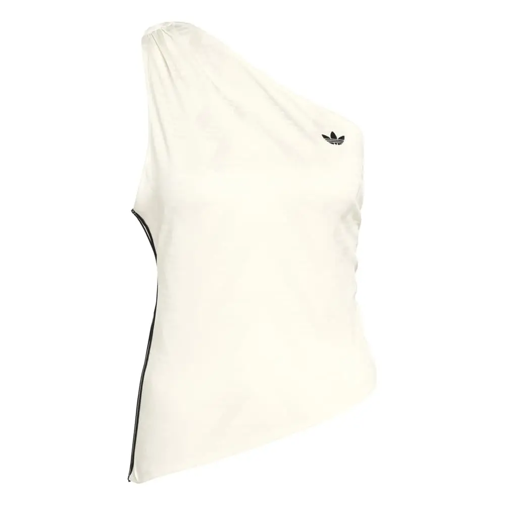 Rouched One Shoulder Long-Sleeve T-Shirt White