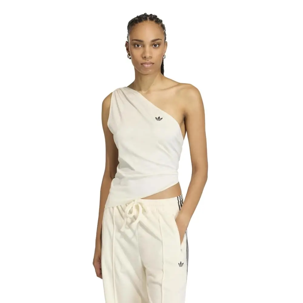 Rouched One Shoulder Long-Sleeve T-Shirt White - Image 2