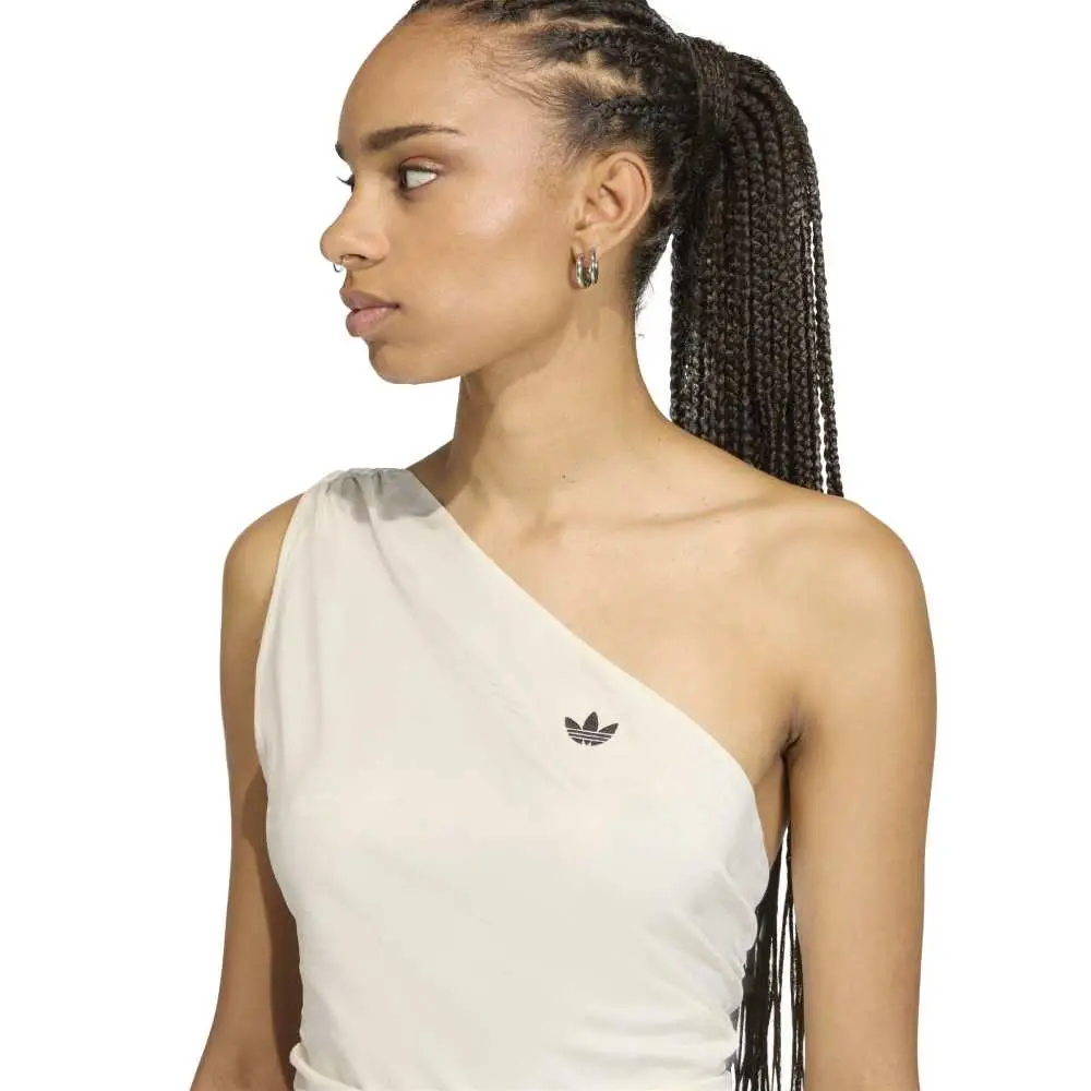 Rouched One Shoulder Long-Sleeve T-Shirt White - Image 4