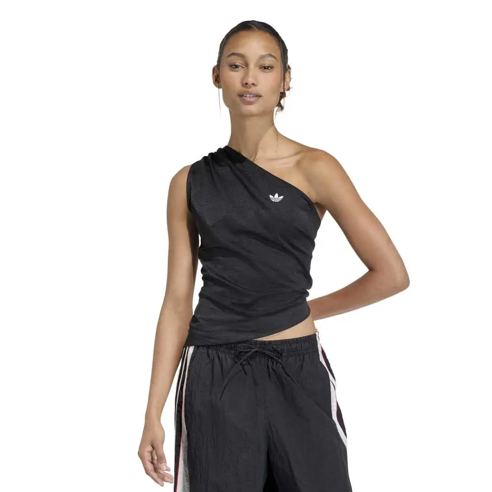 Rouched One Shoulder Top Black - Image 2