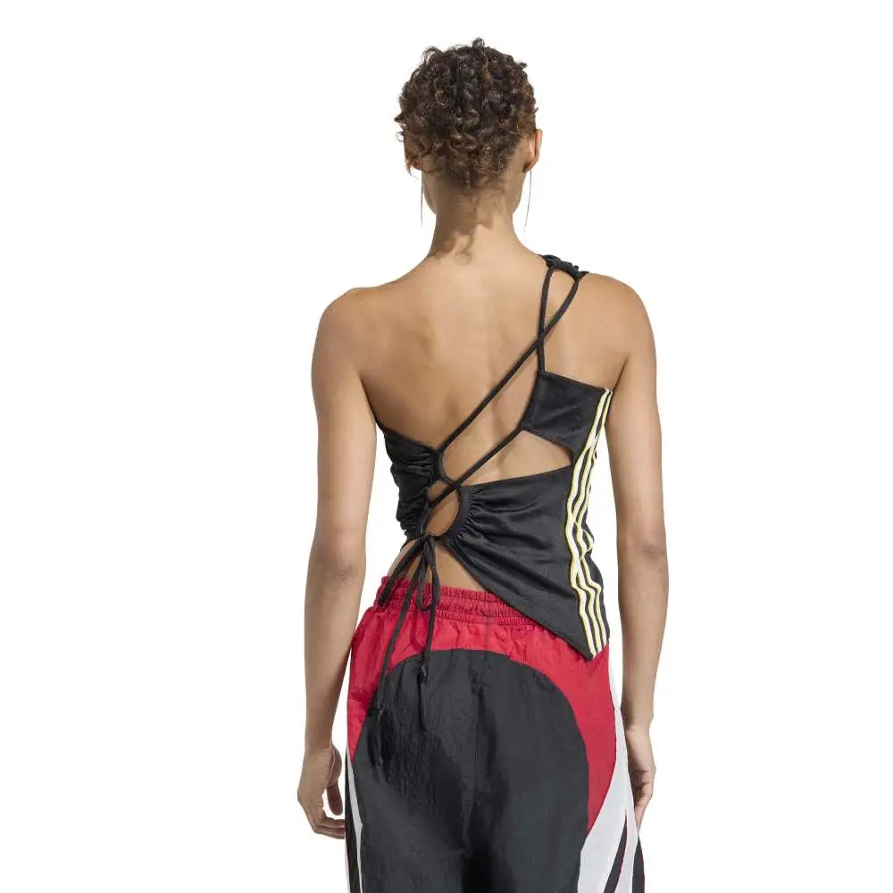 Rouched One Shoulder Top Black - Image 3