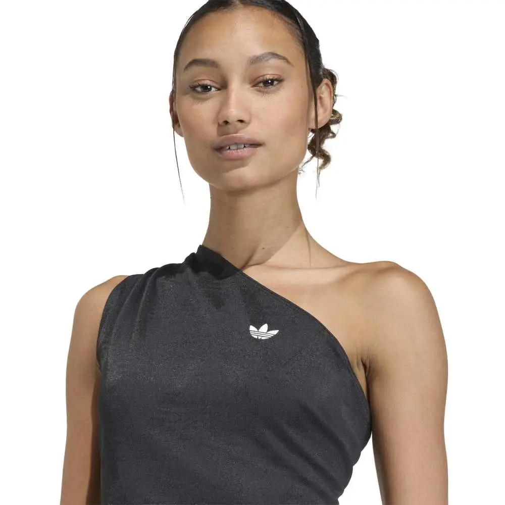 Rouched One Shoulder Top Black - Image 5