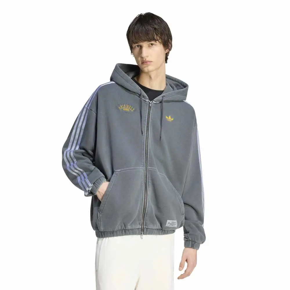 Washed Graphics Zip-Thru Hoodie Grey - Image 2