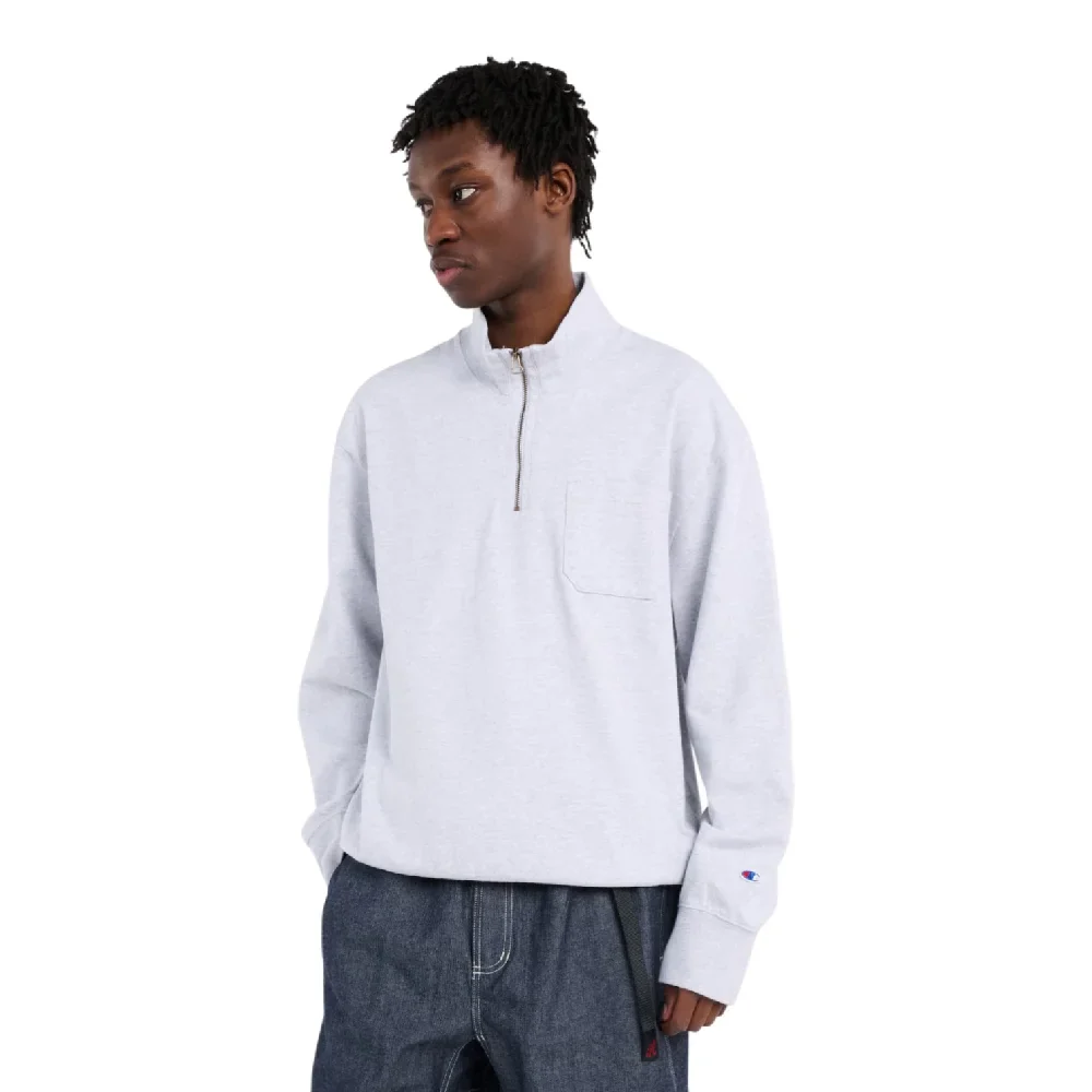 Half Zip Sweatshirt Light Grey - Image 2