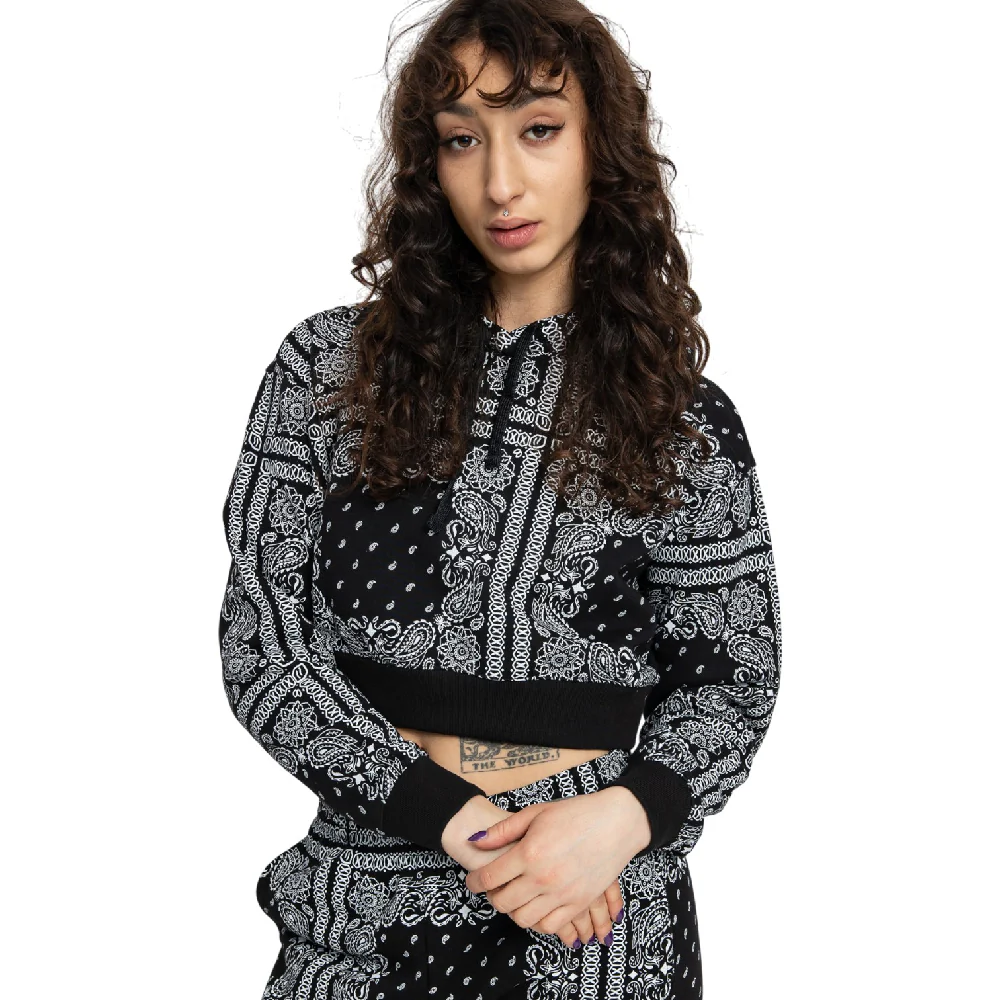 Hooded Crop Top Hoodie Black