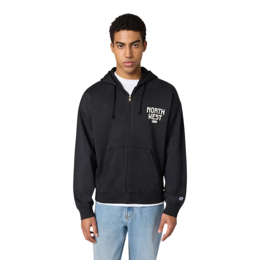 Hooded Full Zip Sweatshirt Black