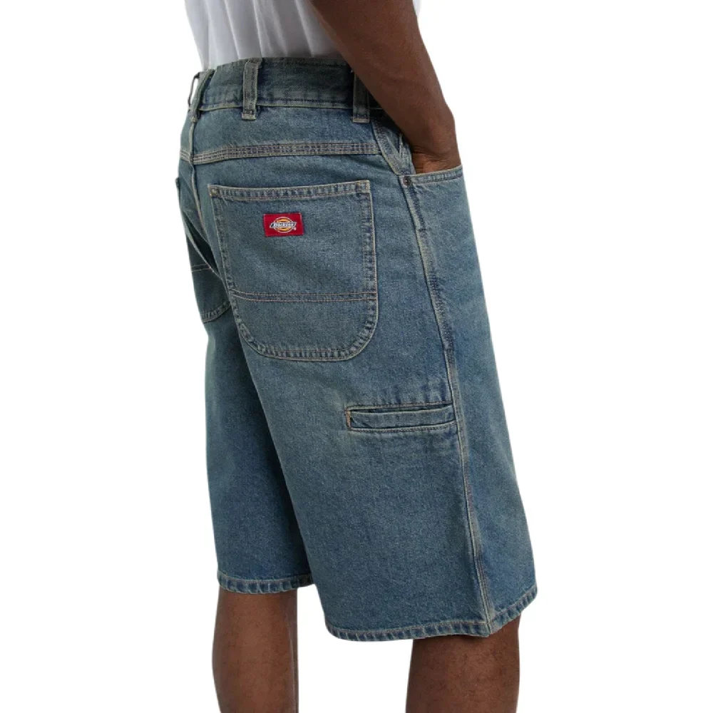 958 13 Inch Loose Short Jeans Khaki Tinted Blue - Image 4