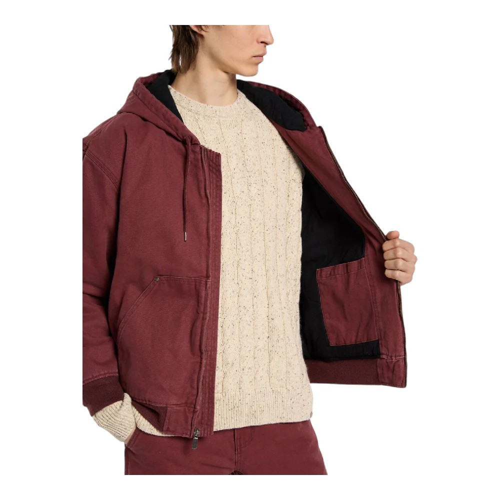 Hilham Hooded Canvas Jacket Bordeaux - Image 5