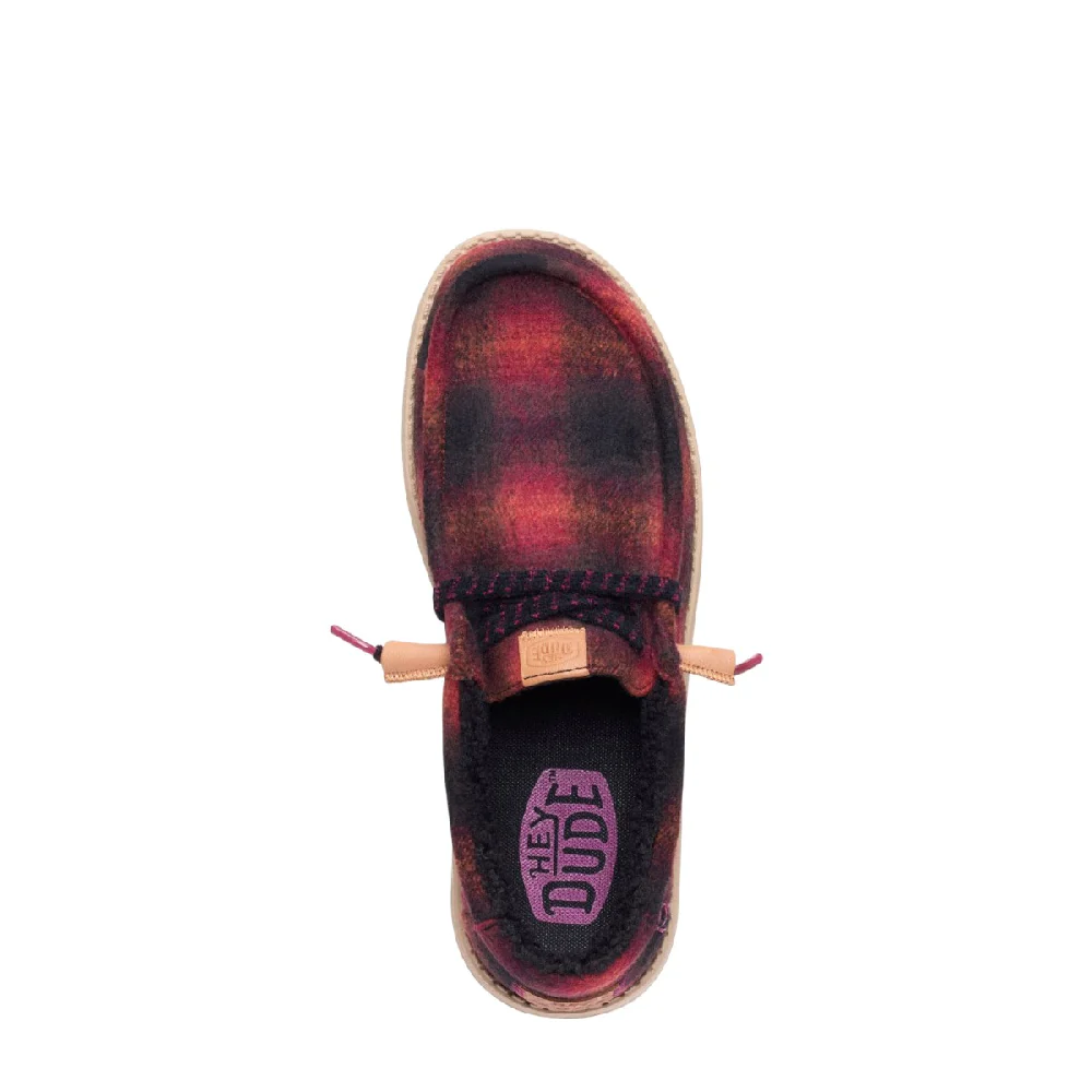 Wally Cozy Plaid Shoes Red Black - Image 6