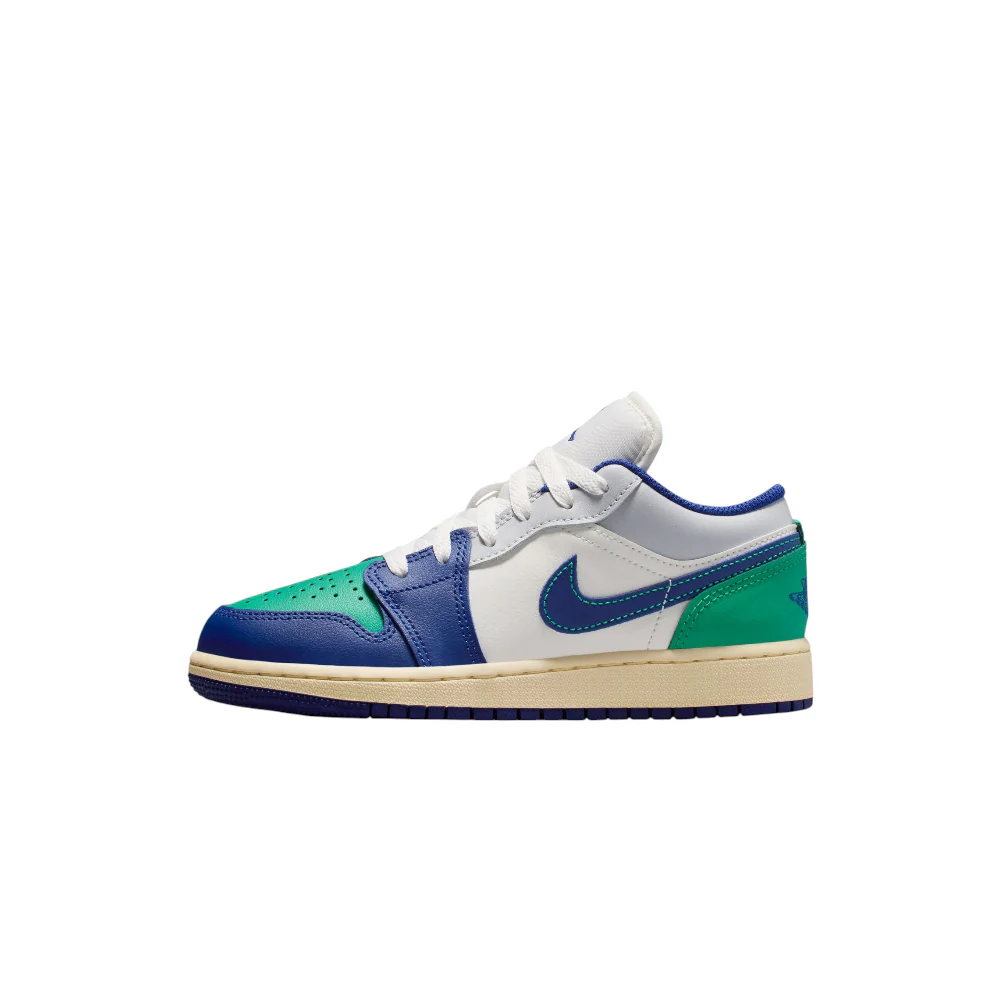 Air Jordan 1 Low White Blue Green Sneakers GS