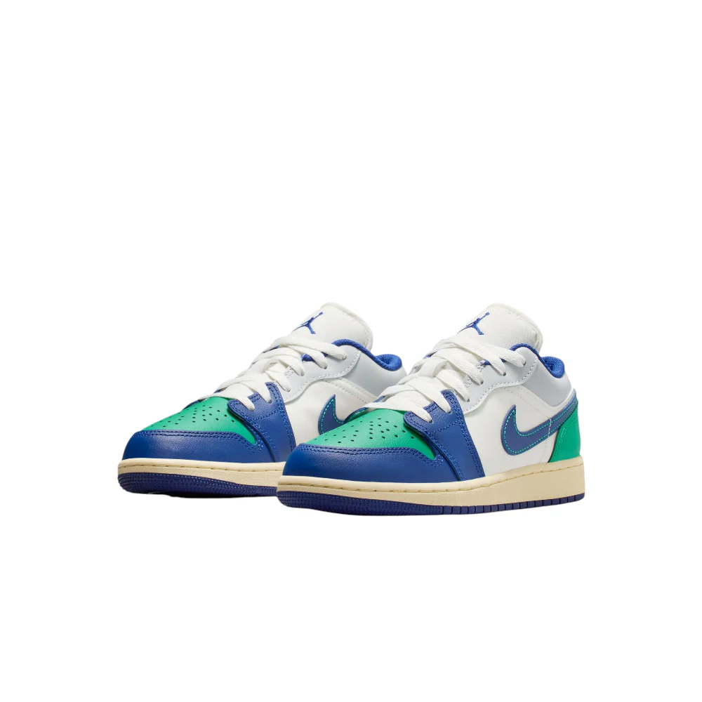 Air Jordan 1 Low White Blue Green Sneakers GS - Image 2