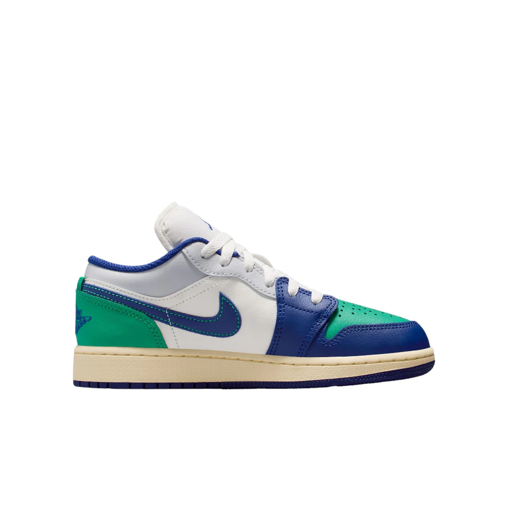 Air Jordan 1 Low White Blue Green Sneakers GS - Image 3