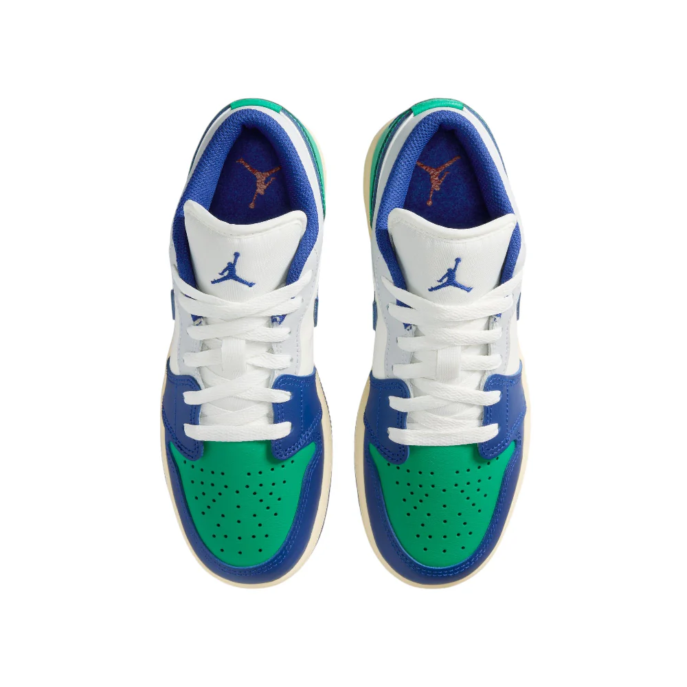 Air Jordan 1 Low White Blue Green Sneakers GS - Image 4