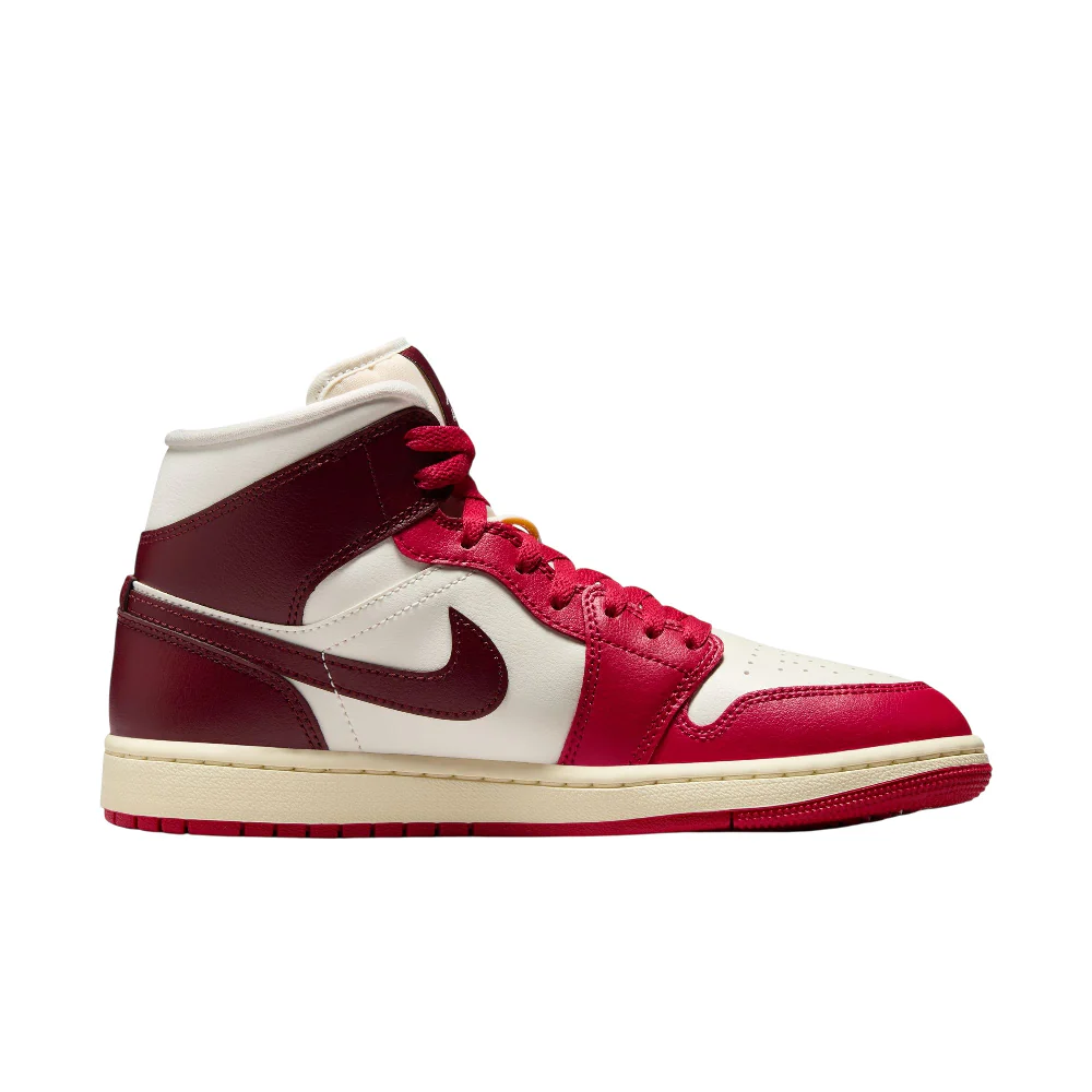 Air Jordan 1 Mid Mystic Hibiscus Sneakers White Red Black - Image 3
