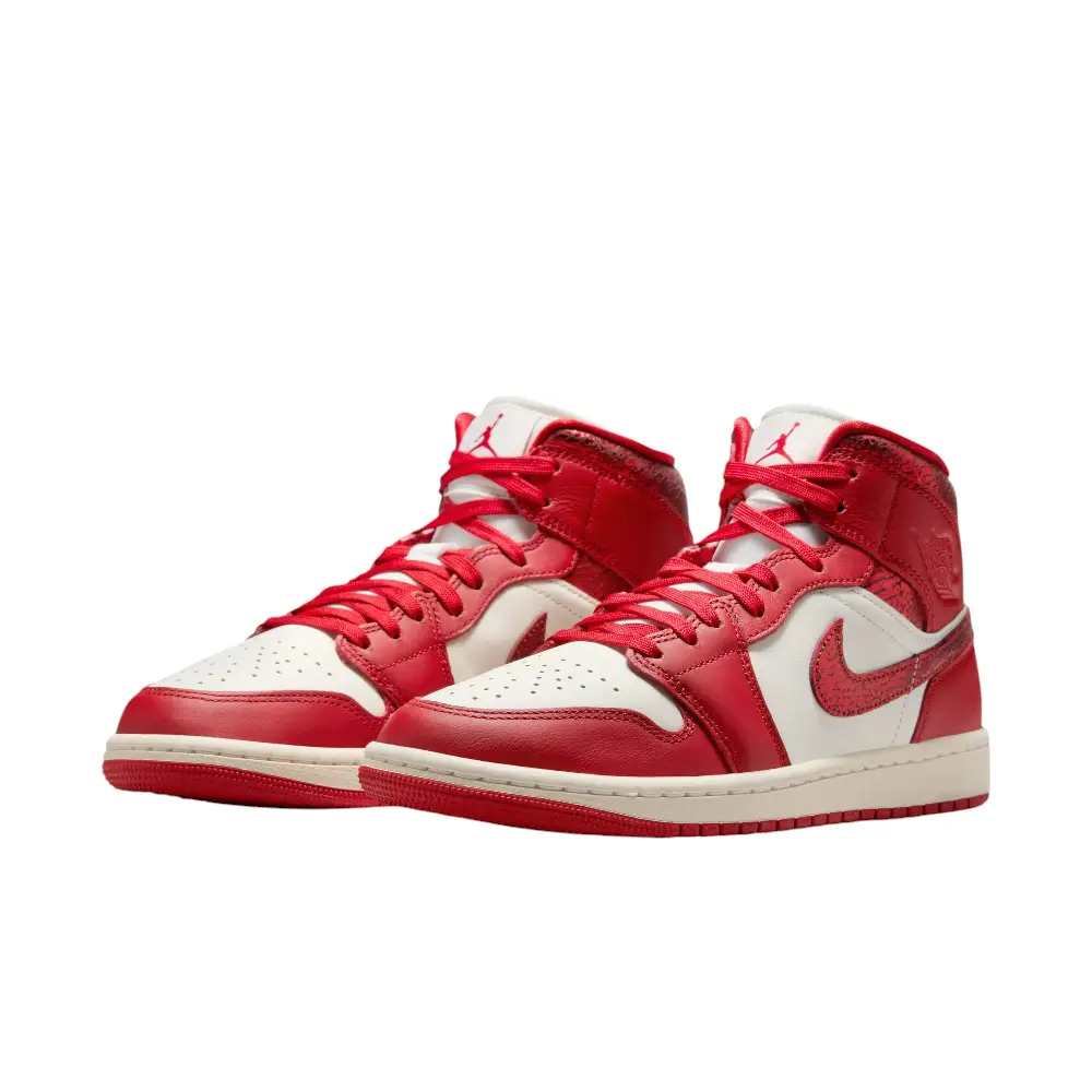 Air Jordan 1 Mid Red Cracked Leather - Image 2