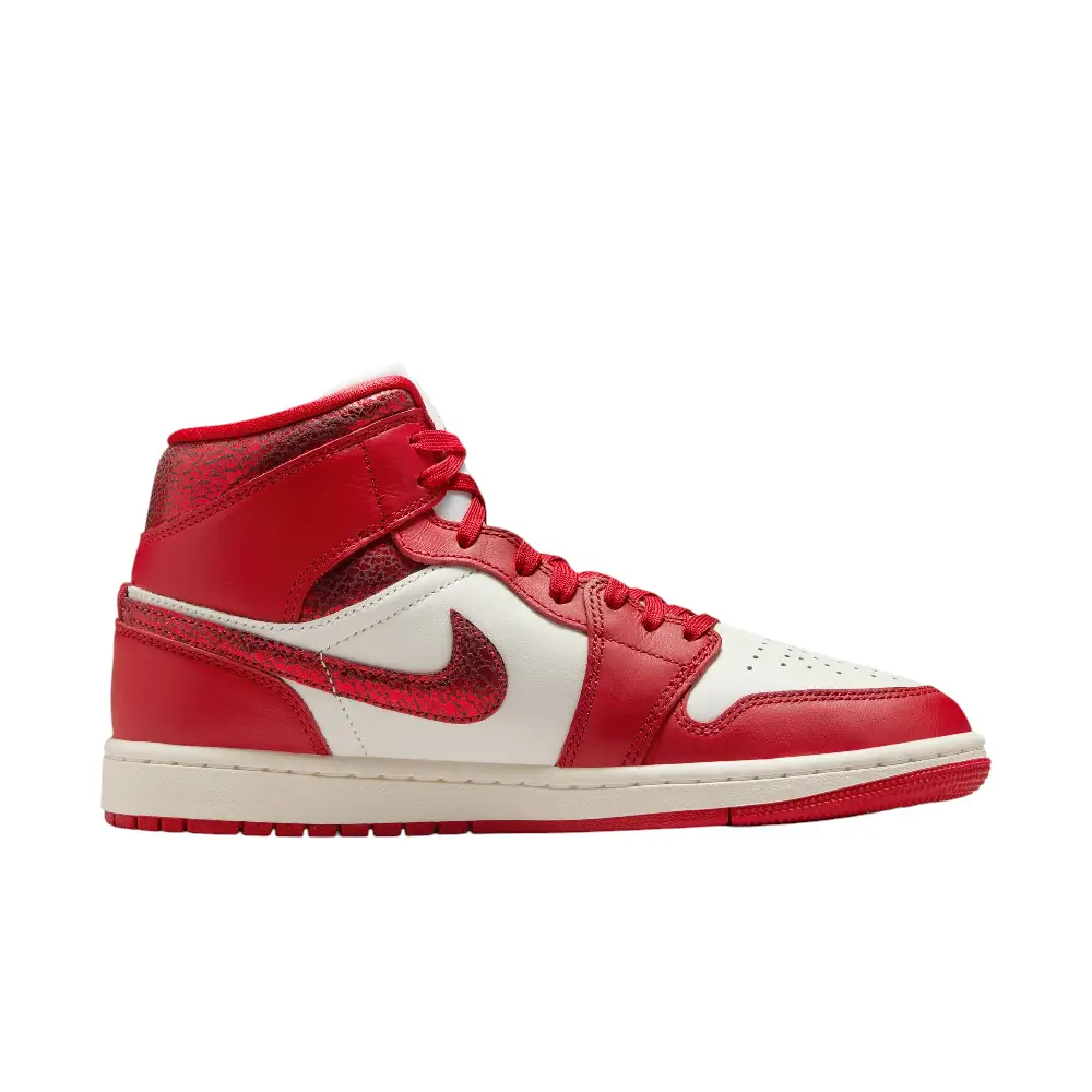 Air Jordan 1 Mid Red Cracked Leather - Image 3