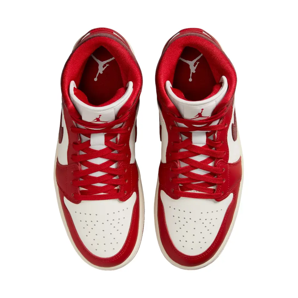 Air Jordan 1 Mid Red Cracked Leather - Image 4