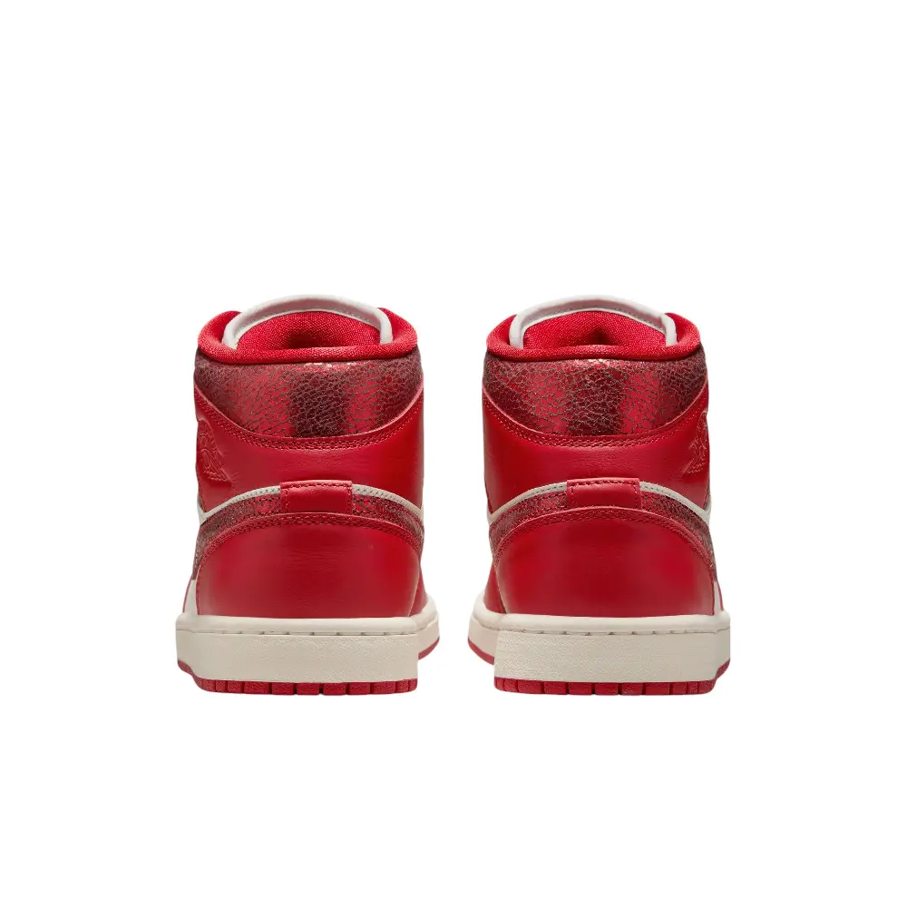 Air Jordan 1 Mid Red Cracked Leather - Image 5