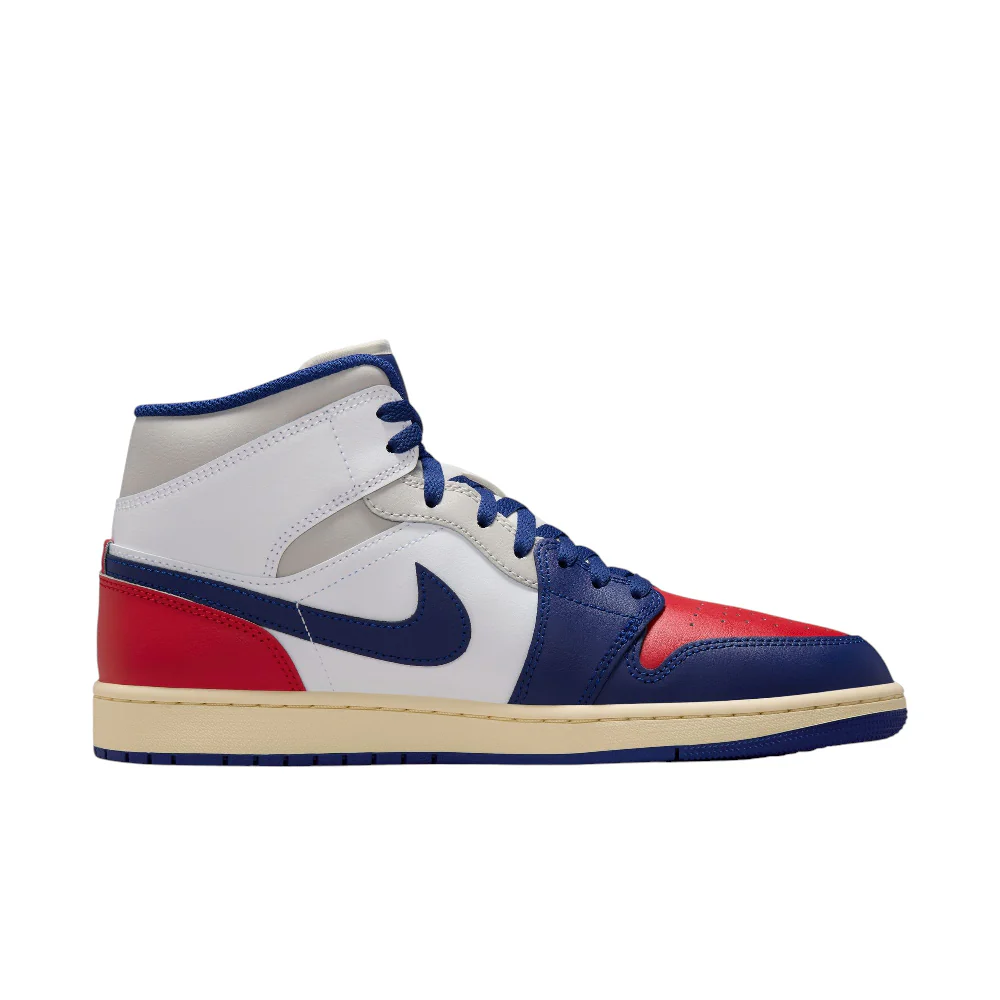 Air Jordan 1 Mid White Blue Red Sneakers - Image 3