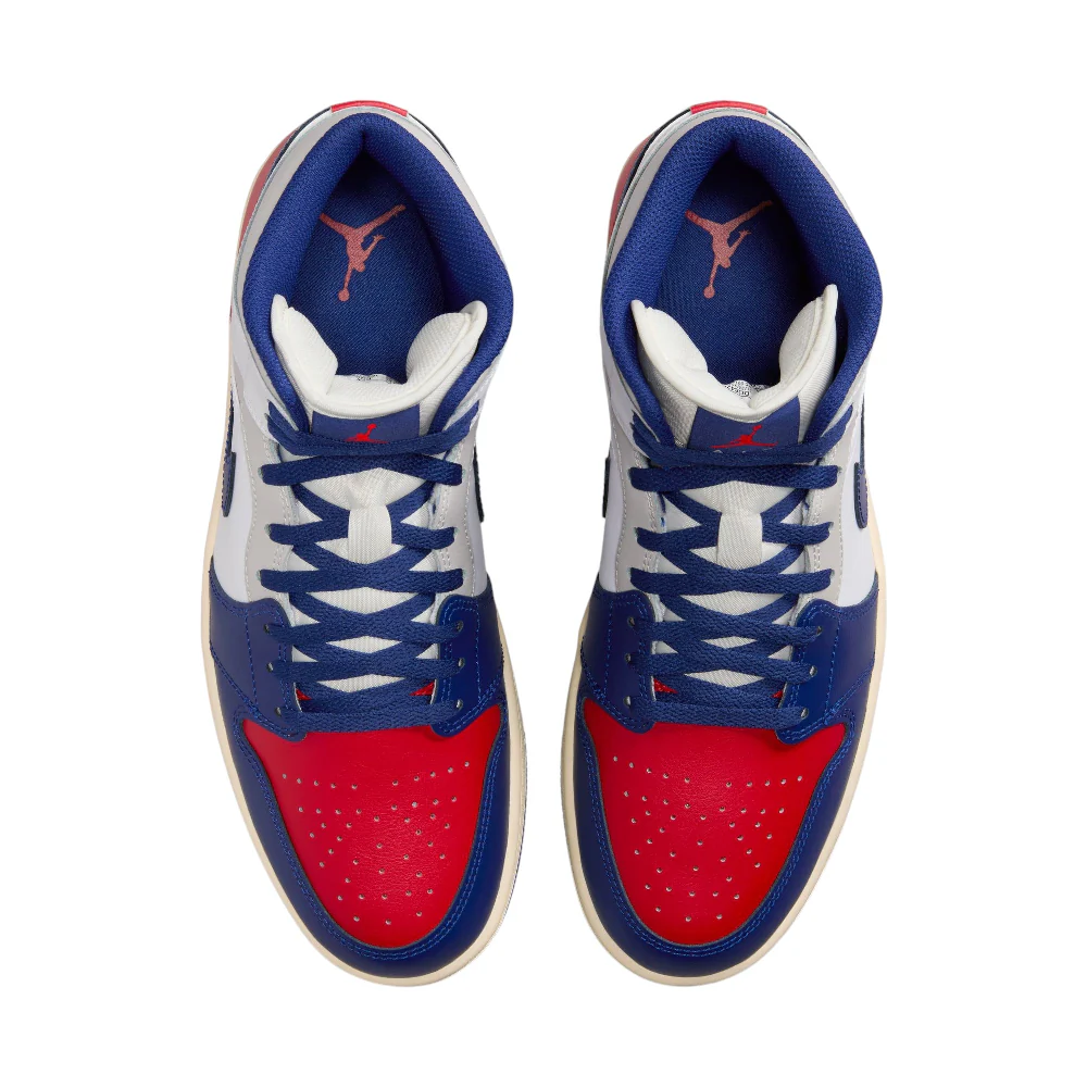 Air Jordan 1 Mid White Blue Red Sneakers - Image 4