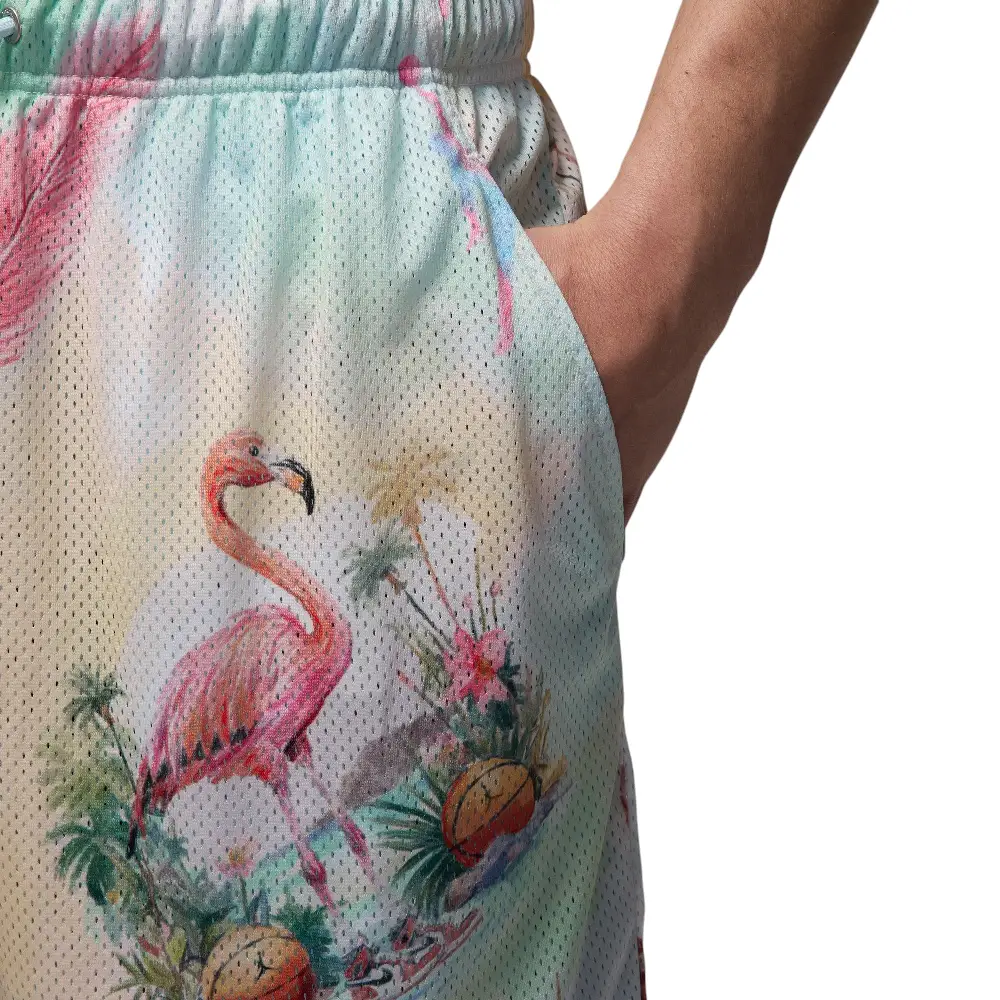 Essentials Printed Mesh Shorts Glacier Blue - Image 3