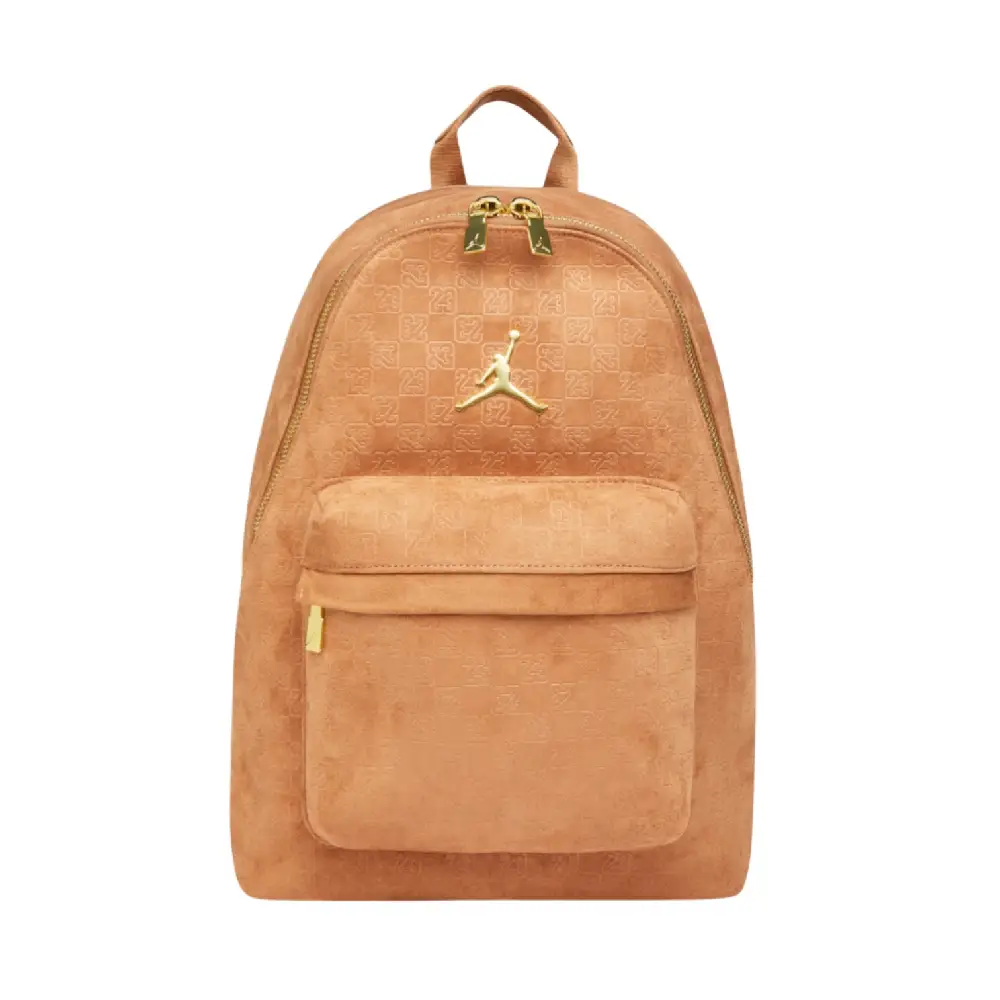 Suede Monogram Backpack Beige