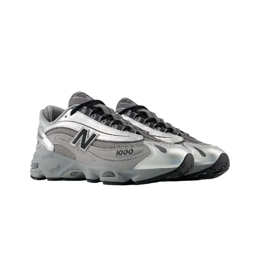 1000 Silver Metallic Grey Sneakers - Image 2