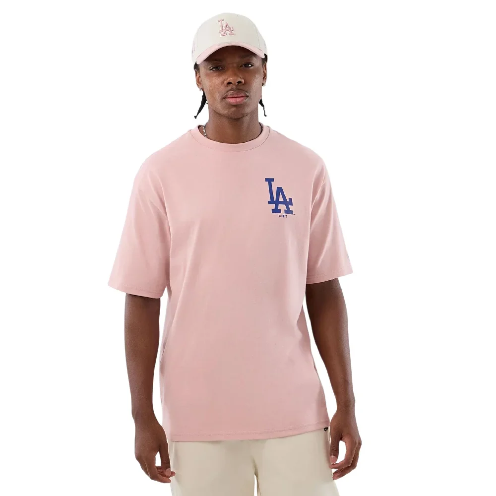 LA Dodgers MLB Cap Graphic Pastel Pink Oversized T-Shirt