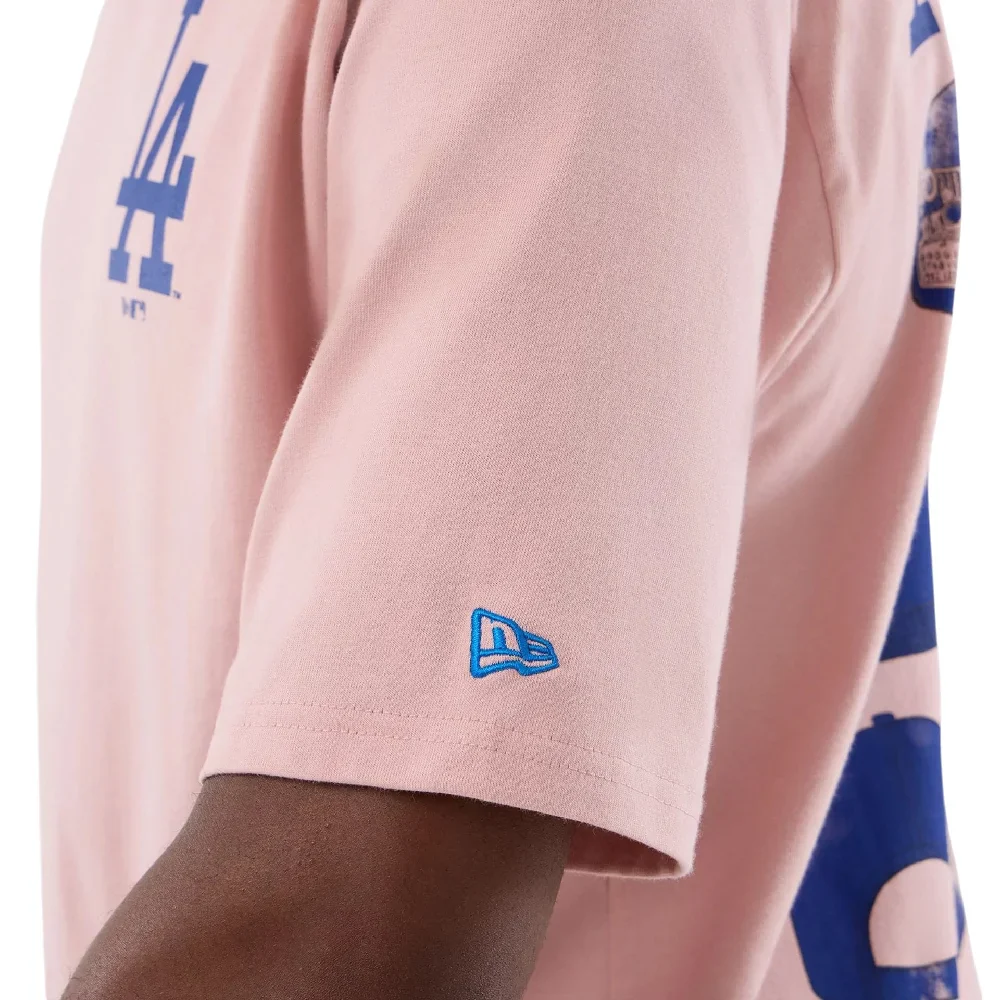 LA Dodgers MLB Cap Graphic Pastel Pink Oversized T-Shirt - Image 3