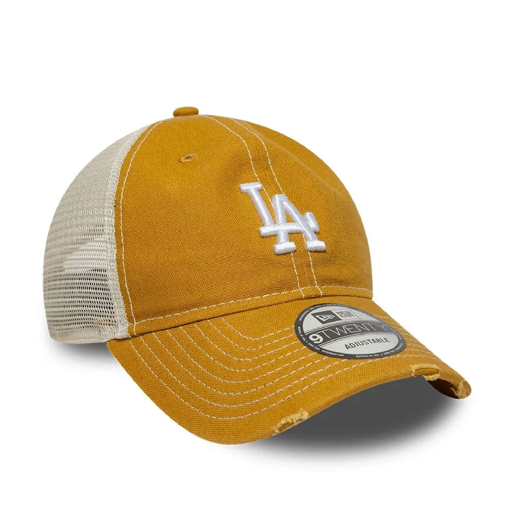LA Dodgers MLB Cotton Canvas Beige 9TWENTY Trucker Adjustable Cap - Image 2
