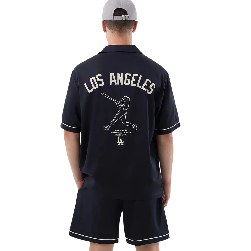 LA Dodgers MLB Graphic Revere Navy Short Sleeve Shirt - Image 2