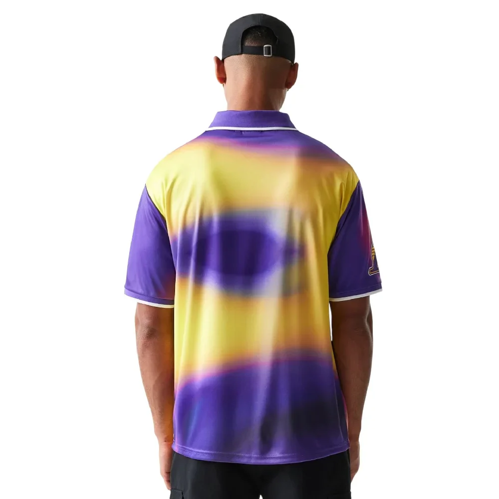 LA Lakers NBA All Over Print Purple T-Shirt - Image 2