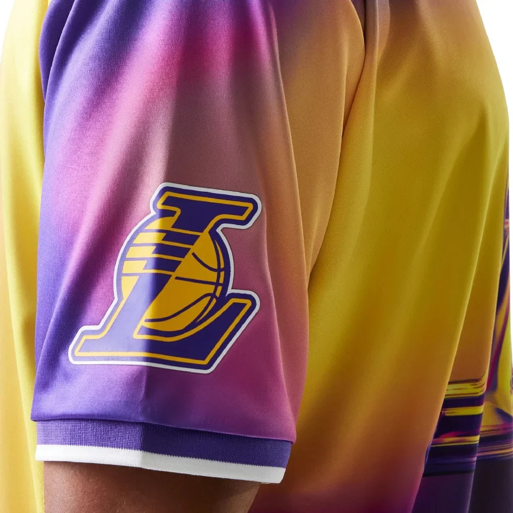LA Lakers NBA All Over Print Purple T-Shirt - Image 4