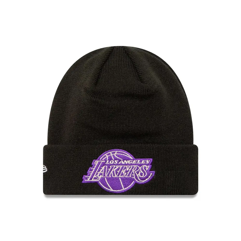 LA Lakers NBA Metallic Black Cuff Knit Beanie Hat - Image 2