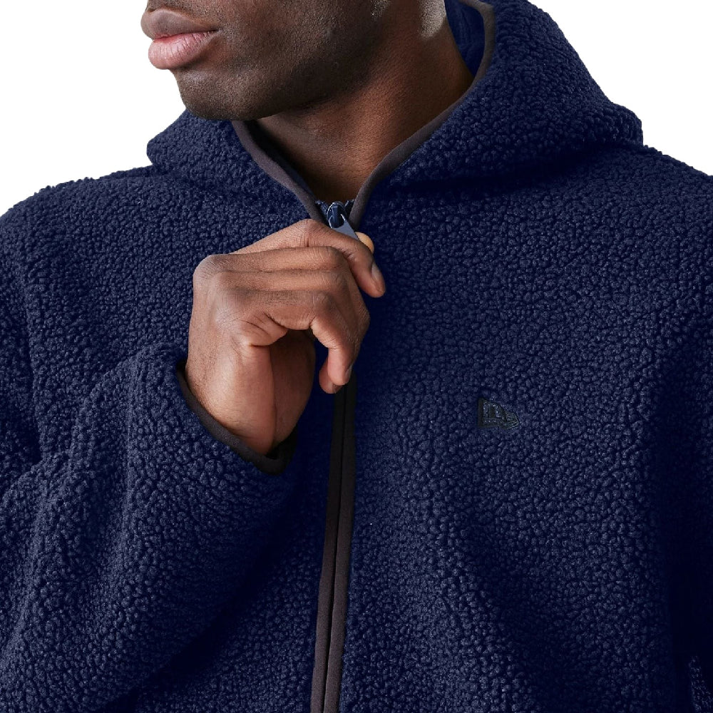Navy Hooded Sherpa Jacket - Image 2