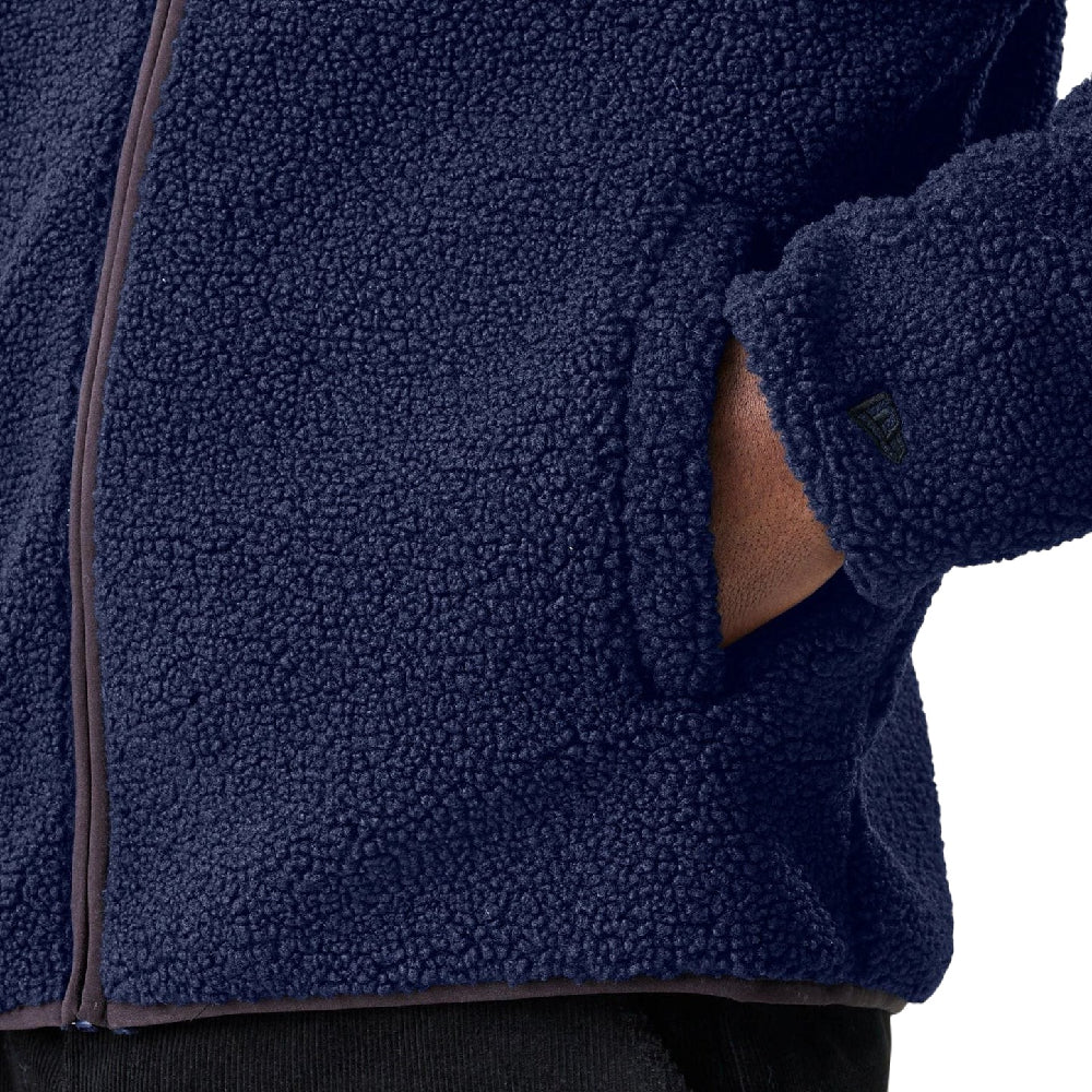 Navy Hooded Sherpa Jacket - Image 3