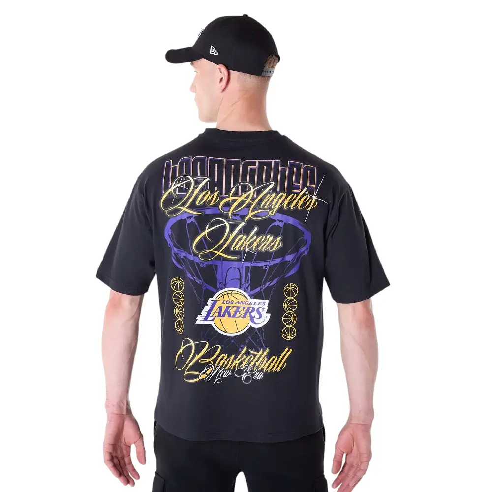 NBA Font Graphic LA Lakers T-Shirt Black - Image 2