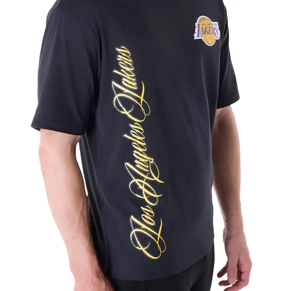 NBA Font Graphic LA Lakers T-Shirt Black - Image 4
