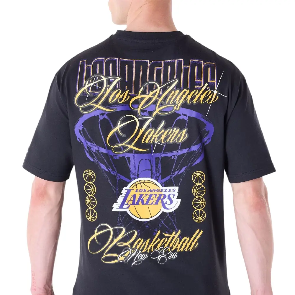 NBA Font Graphic LA Lakers T-Shirt Black - Image 5