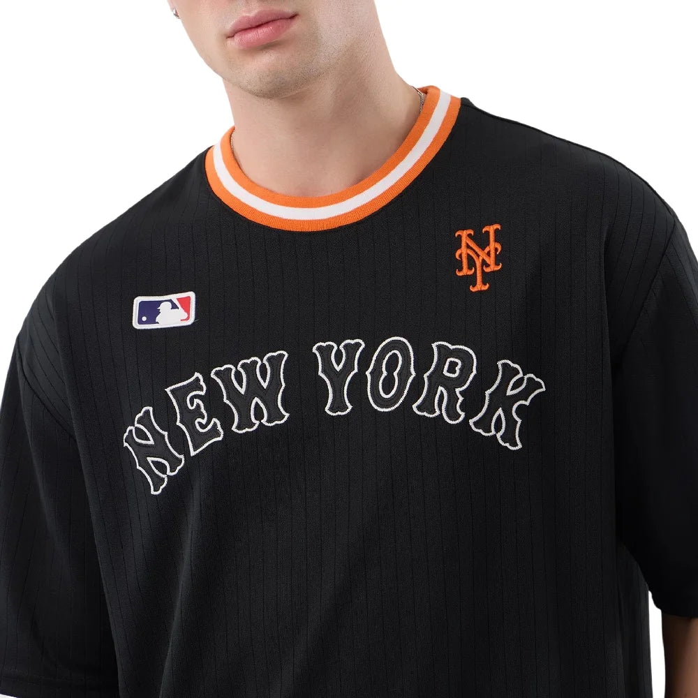 New York Mets MLB Arch Black Oversized T-Shirt - Image 3