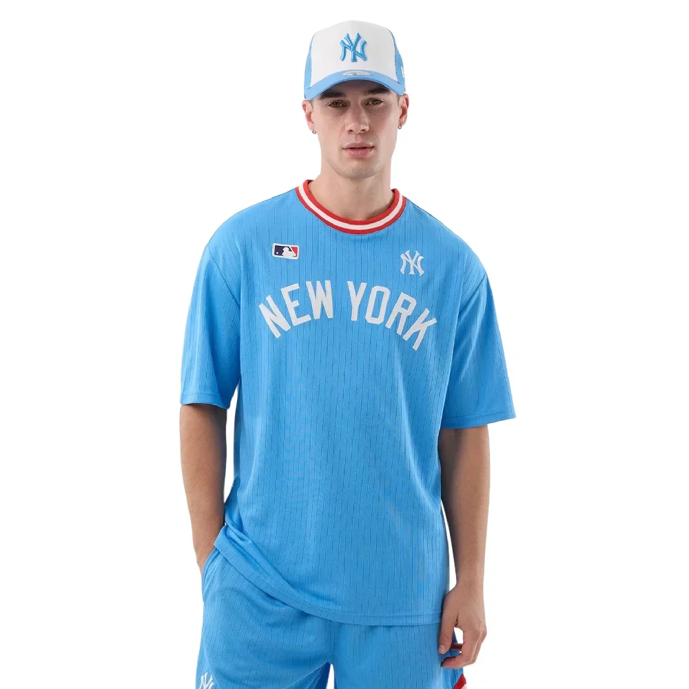 New York Yankees MLB Arch Pastel Blue Oversized T-Shirt