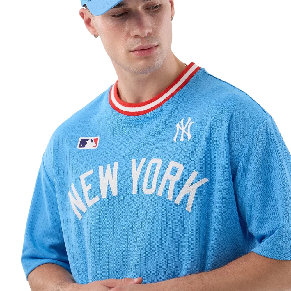 New York Yankees MLB Arch Pastel Blue Oversized T-Shirt - Image 3